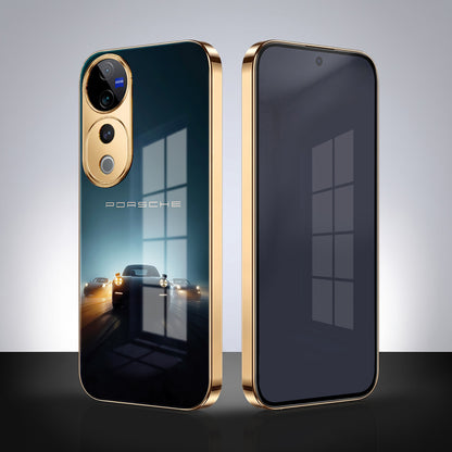 Vivo V40 Pro 5G Porsche Luxury Gold Electroplated Glass Phone Back Case