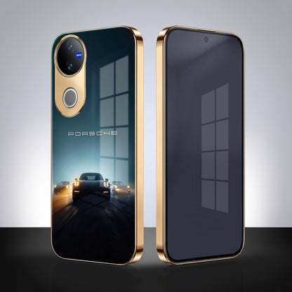 Vivo V50 5G Porsche Luxury Gold Electroplated Glass Phone Back Case