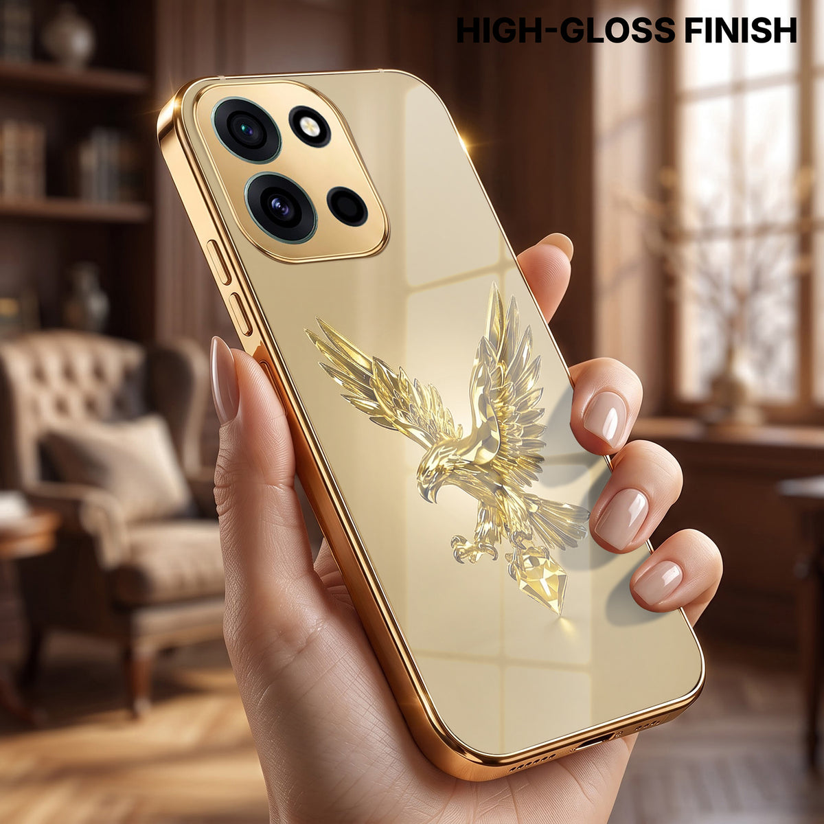 OnePlus Nord 6 5G Golden Eagle Gold Electroplated Glass Phone Back Case