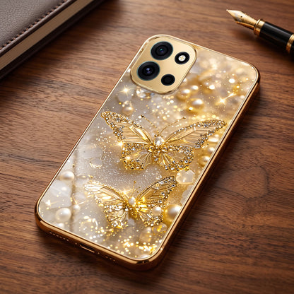 OnePlus Nord 6 5G Golden Butterfly Gold Electroplated Glass Phone Back Case