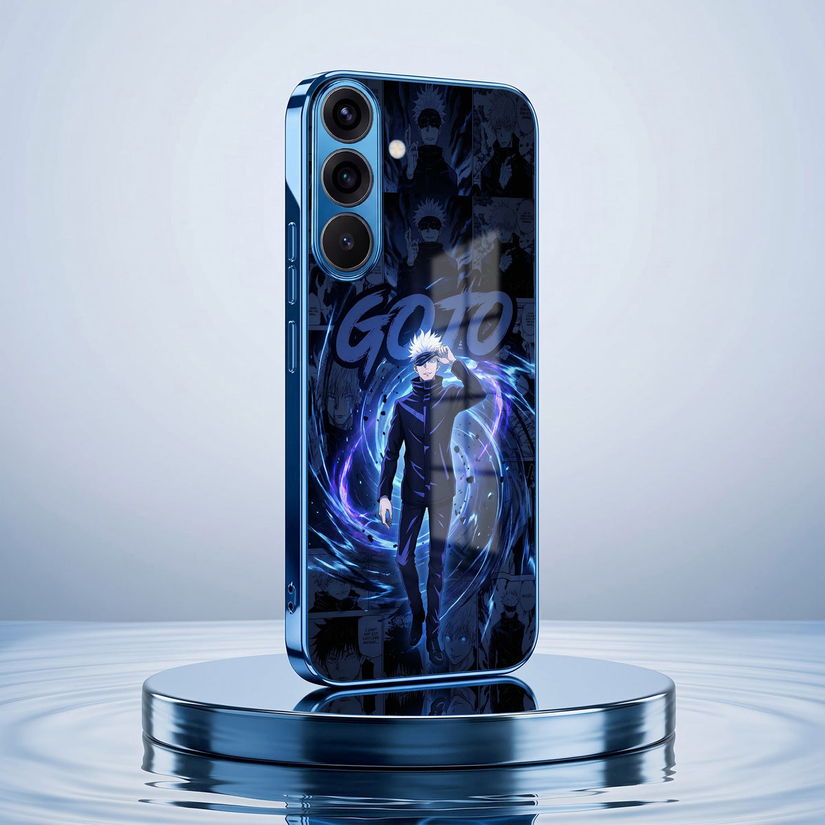 Samsung Galaxy A36 5G Jujutsu Kaisen Blue Electroplated Glass Phone Back Case