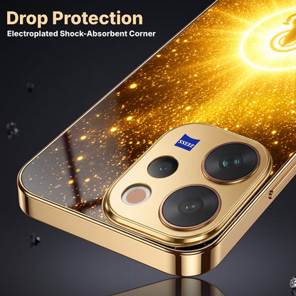 Vivo V70 5G Lakshmi Sacred Gold Electroplated Glass Phone Back Case