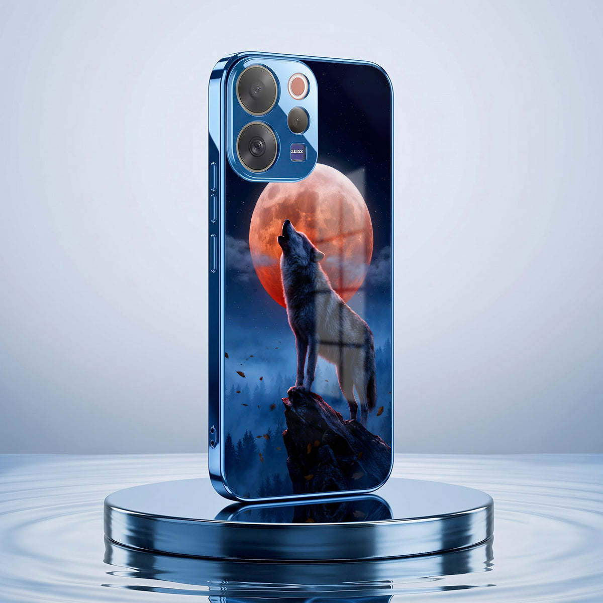 Vivo V70 5G Lunar Wolf Blue Electroplated Glass Phone Back Case
