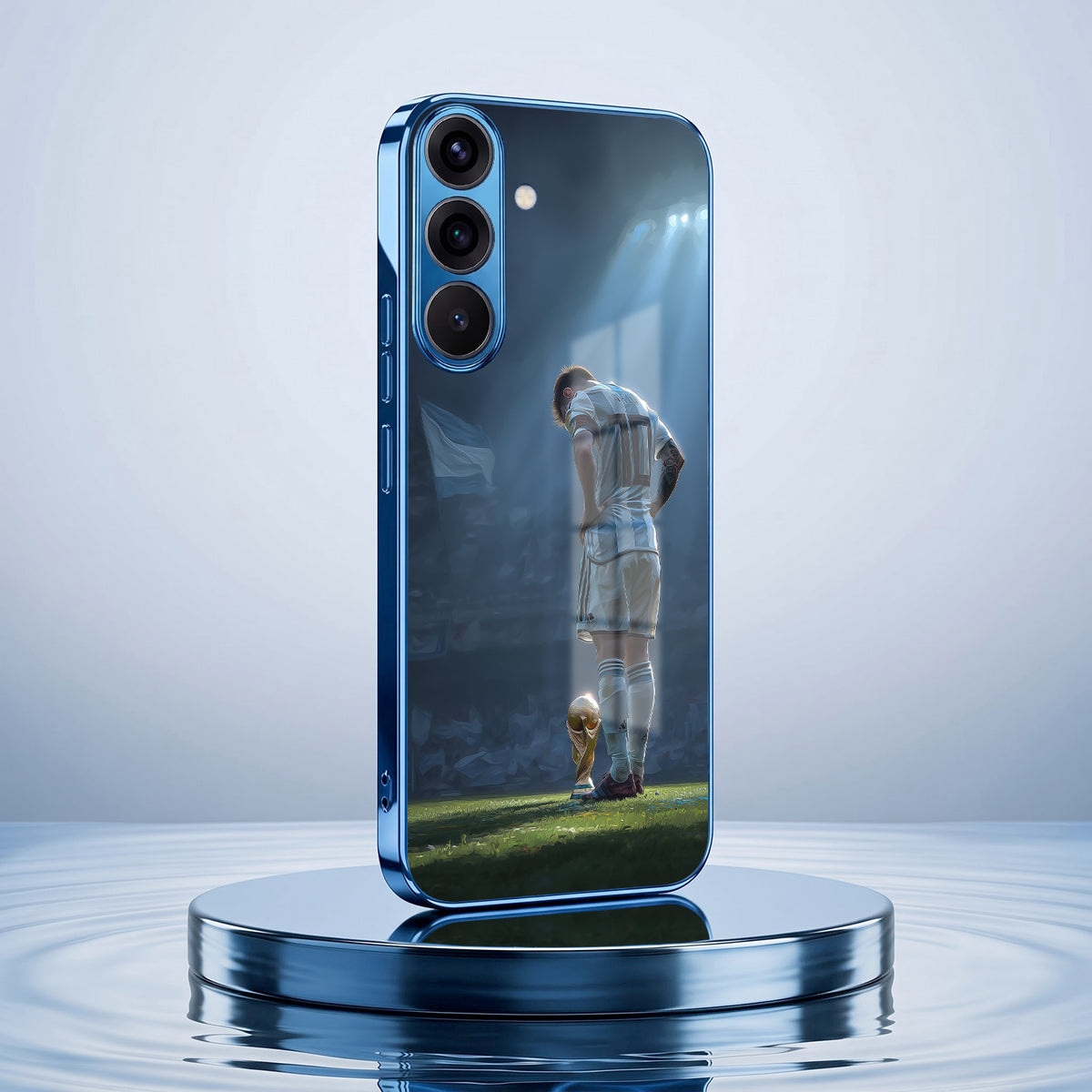 Samsung Galaxy A56 5G Football Champion Blue Electroplated Glass Phone Back Case