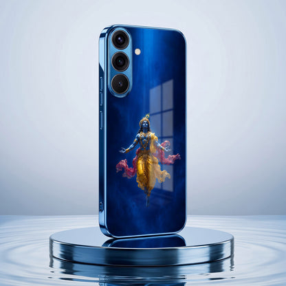Samsung Galaxy A36 5G Lord Krishna Blue Electroplated Glass Phone Back Case