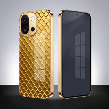 OnePlus 13s 5G Golden Criss Cross Gold Electroplated Glass Phone Back Case