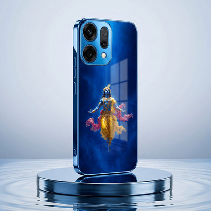 Oppo Reno 14 5G Lord Krishna Blue Electroplated Glass Phone Back Case