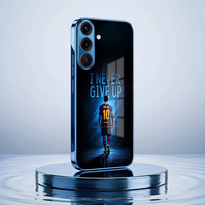Samsung Galaxy A36 5G Never Give Up Blue Electroplated Glass Phone Back Case
