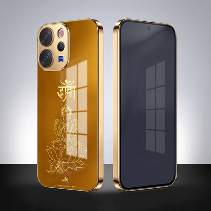Vivo V70 5G Shree Lakshmi Divine Gold Electroplated Glass Phone Back Case