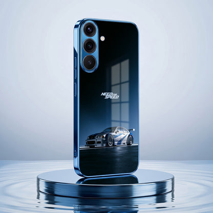 Samsung Galaxy A36 5G Need For Speed Blue Electroplated Glass Phone Back Case