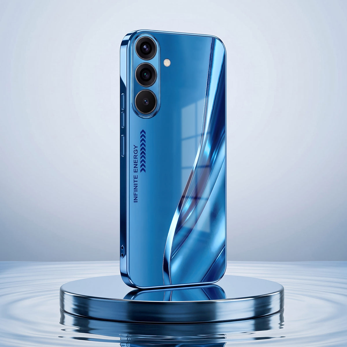 Samsung Galaxy A36 5G Luxury Infinity Energy Blue Electroplated Glass Phone Back Case