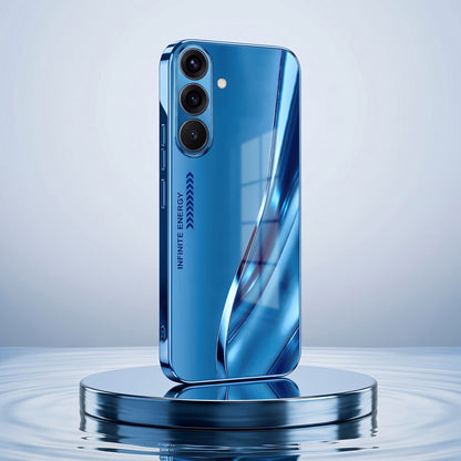 Samsung Galaxy A36 5G Luxury Infinity Energy Blue Electroplated Glass Phone Back Case