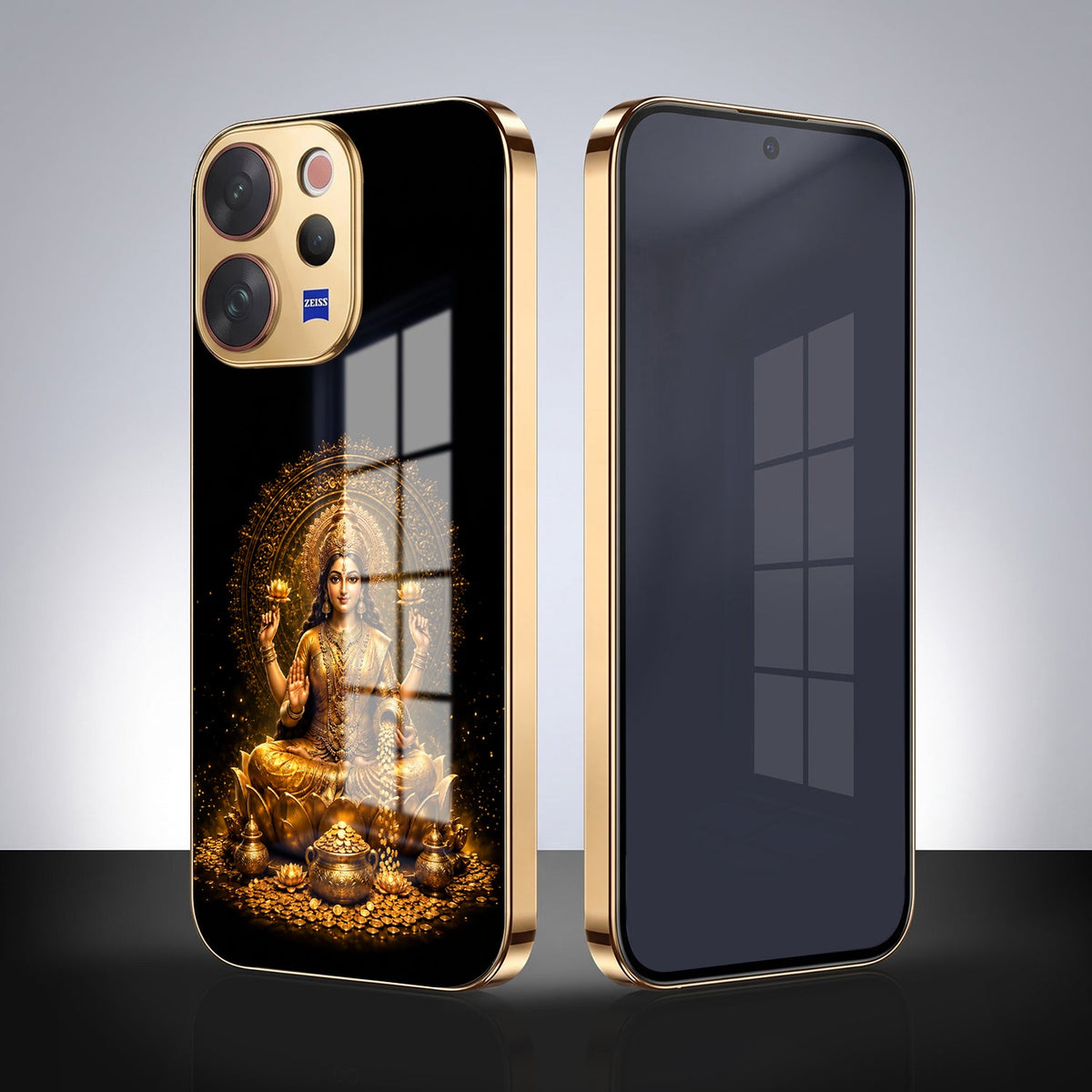 Vivo V70 5G Golden Maa Lakshmi Gold Electroplated Glass Phone Back Case
