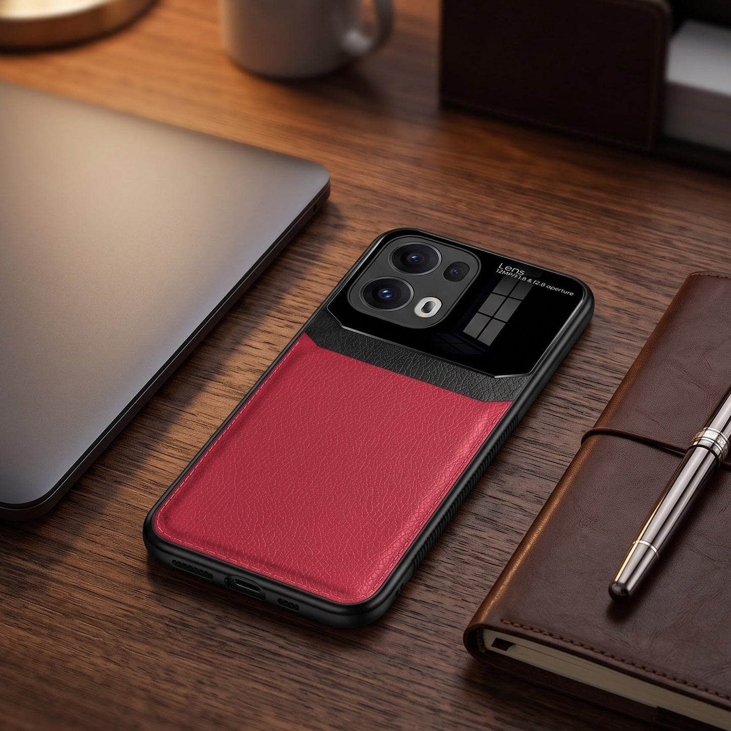 Oppo Reno 13 Pro 5G Premium Leather Lens Protective Case
