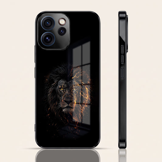 Oppo Reno 15 Pro Mini 5G Lion Rage Black Electroplated Glass Phone Back Case