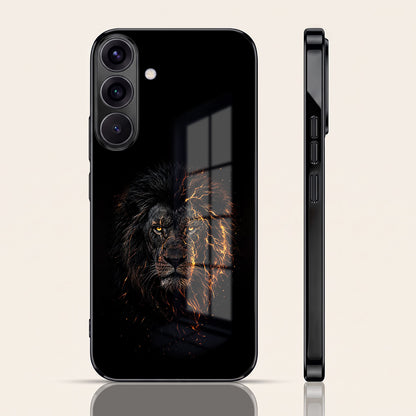 Samsung Galaxy A36 5G Lion Rage Black Electroplated Glass Phone Back Case