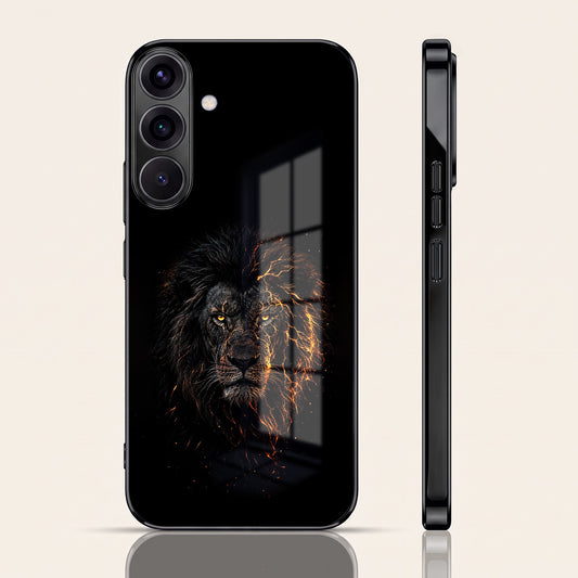 Samsung Galaxy A36 5G Lion Rage Black Electroplated Glass Phone Back Case