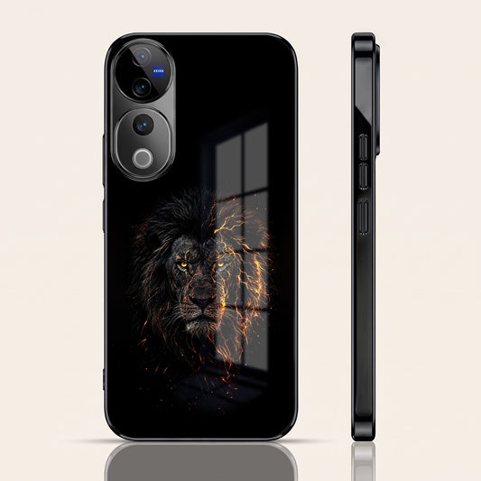Vivo V40 Pro 5G Lion Rage Black Electroplated Glass Phone Back Case