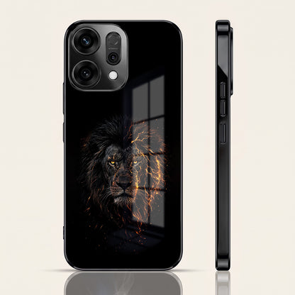 Oppo Reno 14 5G Lion Rage Black Electroplated Glass Phone Back Case