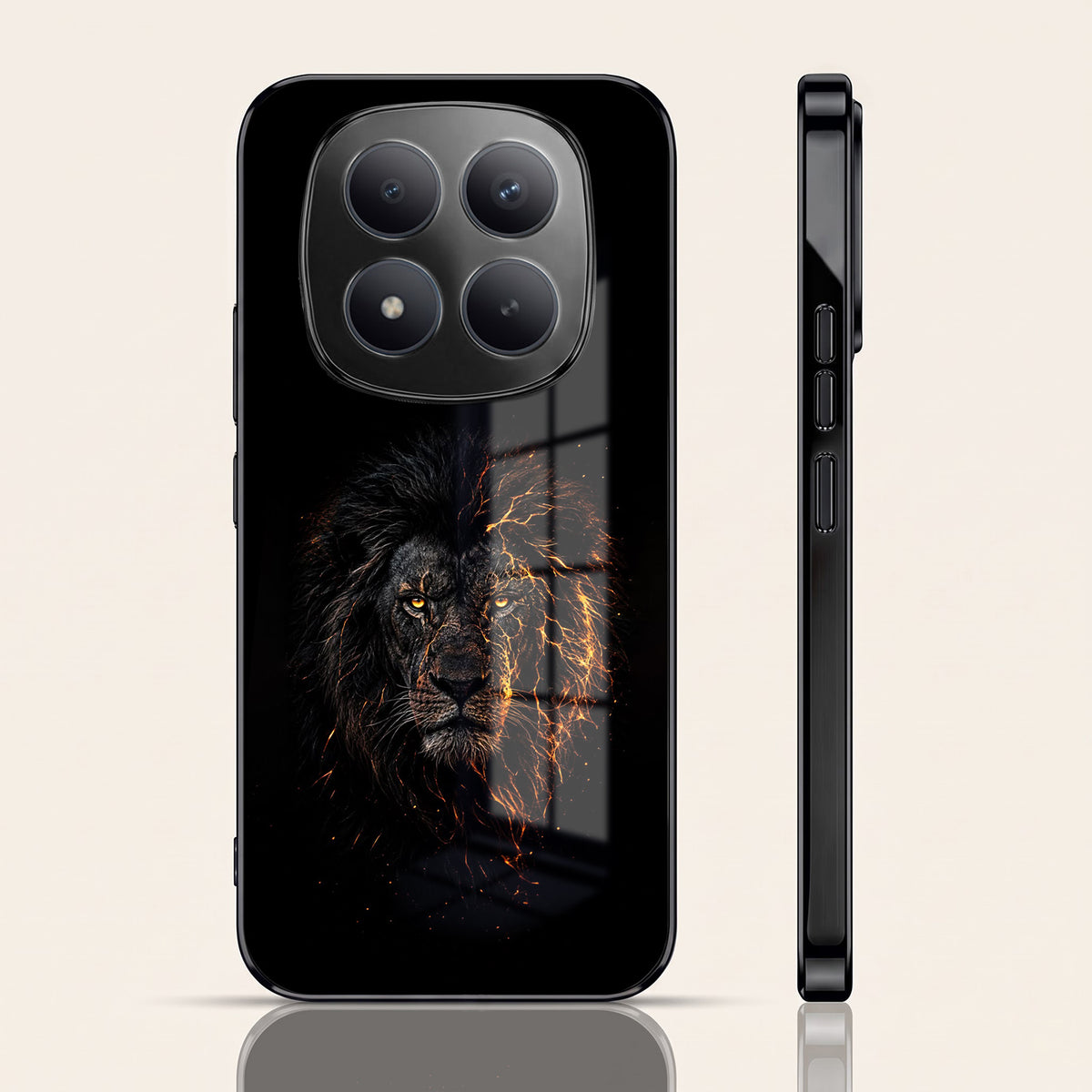 Redmi Note 15 Pro Plus 5G Lion Rage Black Electroplated Glass Phone Back Case