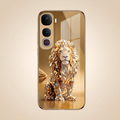 Vivo Y400 Pro 5G Luxury Lion Gold Electroplated Glass Phone Back Case