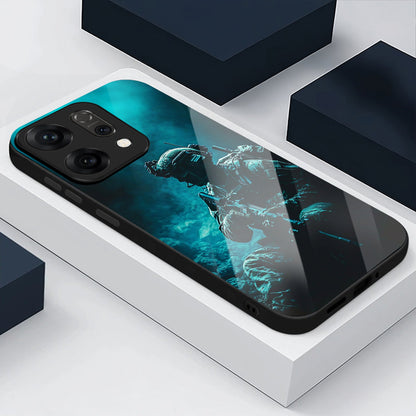 Oppo Reno 14 5G Phone case with a reflective design on a white surface