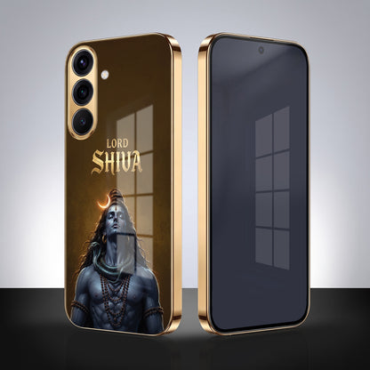 Samsung Galaxy A36 5G Lord Shiva Gold Electroplated Glass Phone Back Case