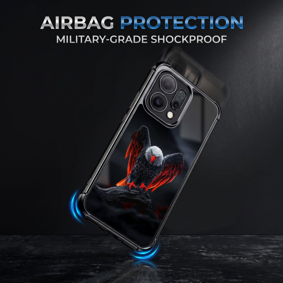Oppo Reno 14 5G Premium Black Eagle Airbags Printed Back Case