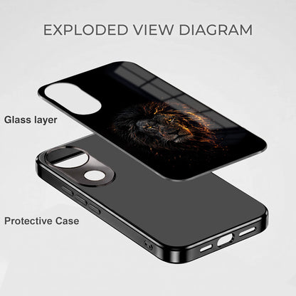Vivo V50 5G Lion Rage Black Electroplated Glass Phone Back Case