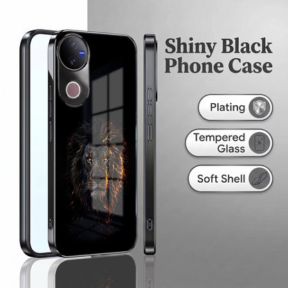 Vivo V50 5G Lion Rage Black Electroplated Glass Phone Back Case