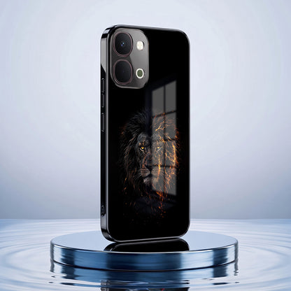 Vivo T5x 5G Lion Rage Black Electroplated Glass Phone Back Case