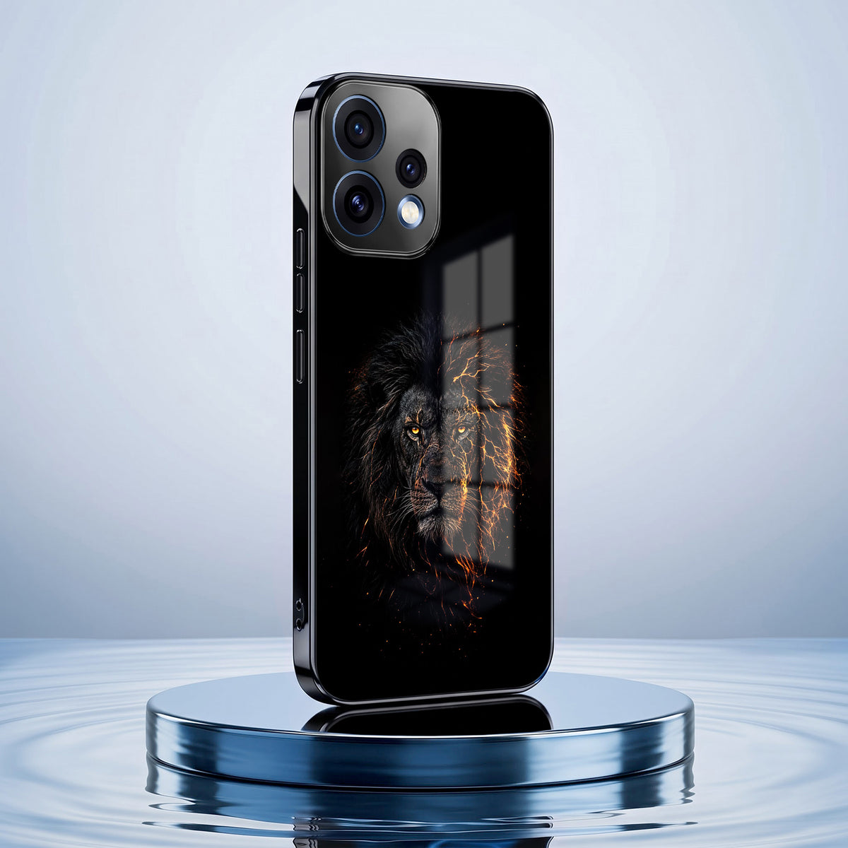 Oppo Reno 15 5G Lion Rage Black Electroplated Glass Phone Back Case