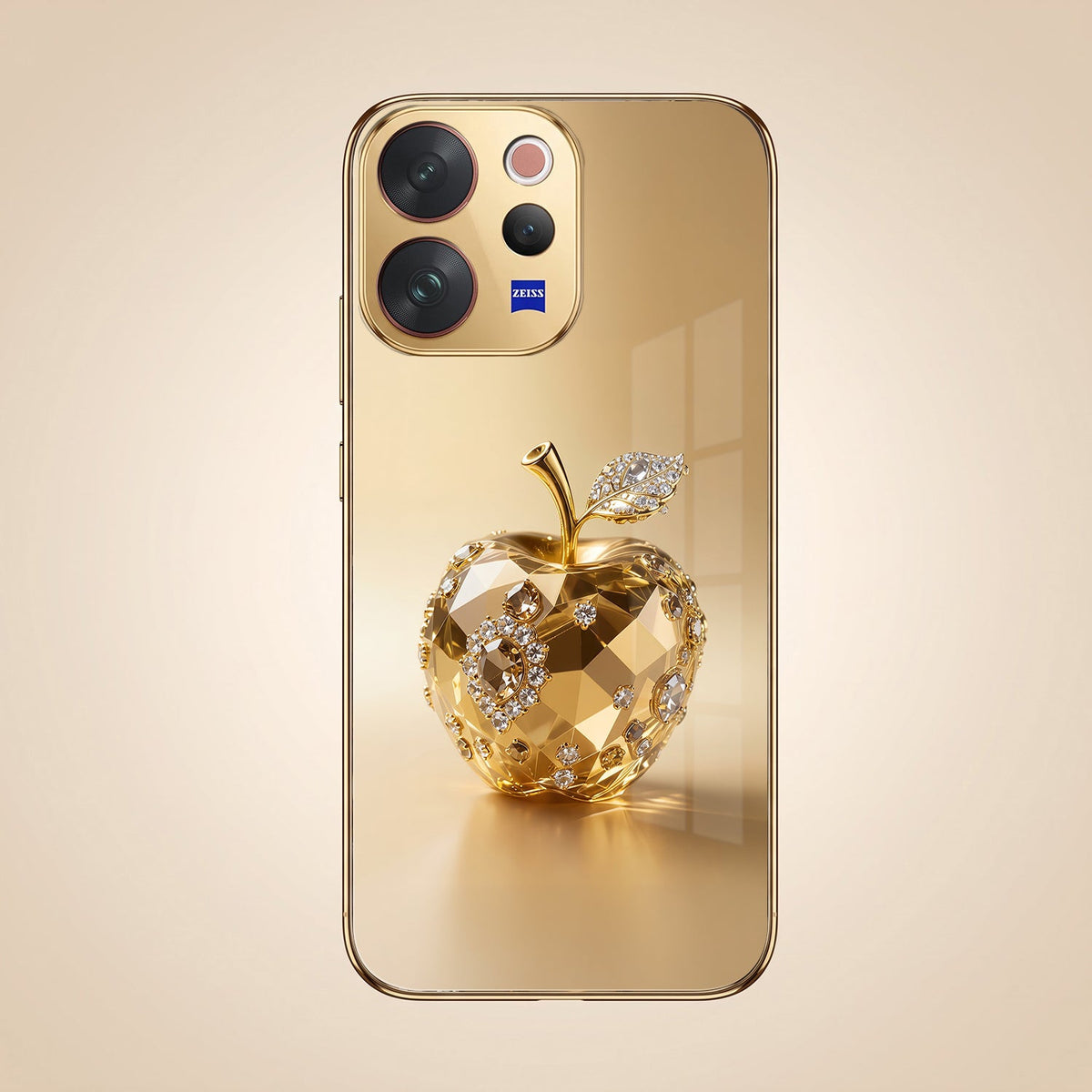 Vivo V70 5G Golden Apple Gold Electroplated Glass Phone Back Case