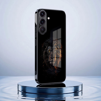 Samsung Galaxy A36 5G Lion Rage Black Electroplated Glass Phone Back Case