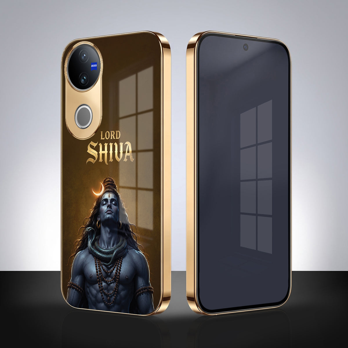 Vivo V50 5G Lord Shiva Gold Electroplated Glass Phone Back Case