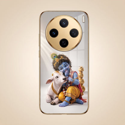 Vivo X200 5G Bal Krishna Blessings Gold Electroplated Glass Phone Back Case