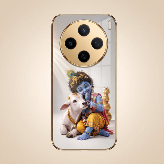 Vivo X200 5G Bal Krishna Blessings Gold Electroplated Glass Phone Back Case