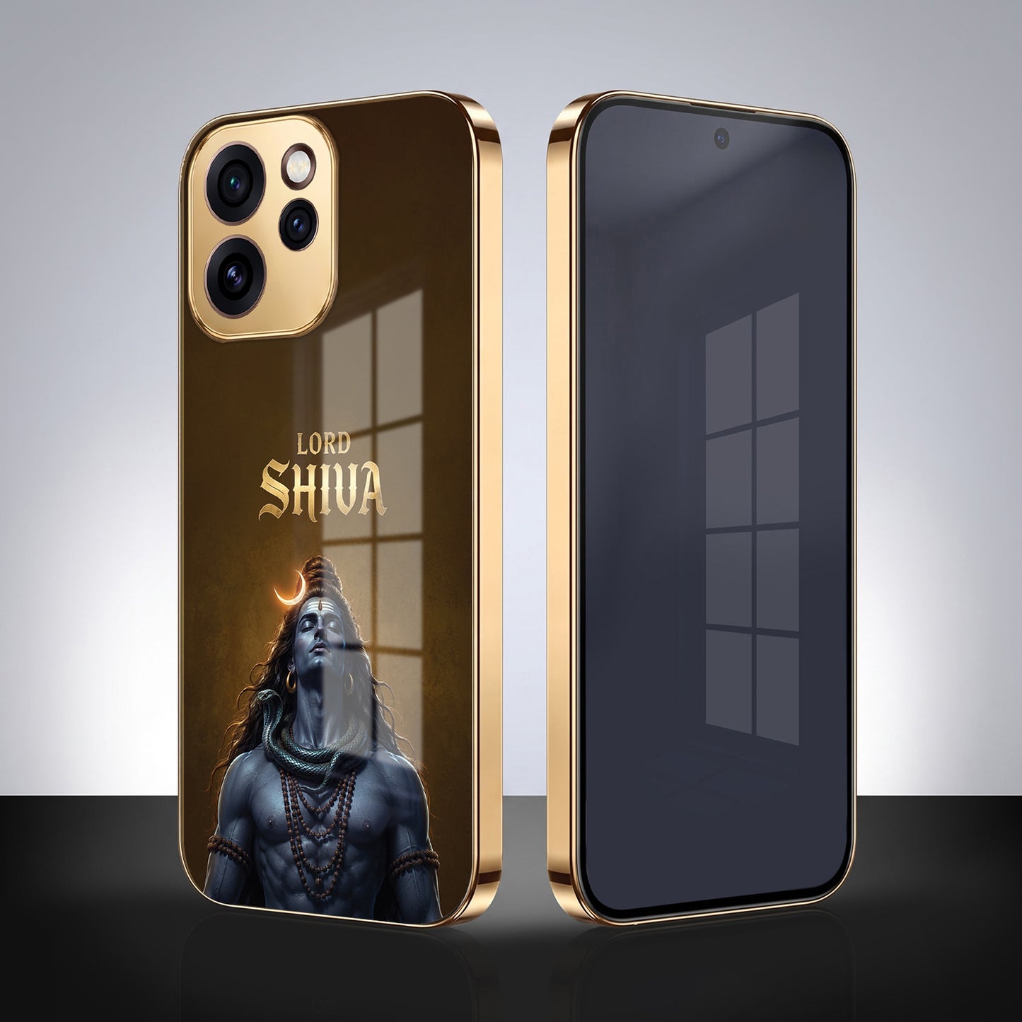 Oppo Reno 15 Pro Mini 5G Lord Shiva Gold Electroplated Glass Phone Back Case