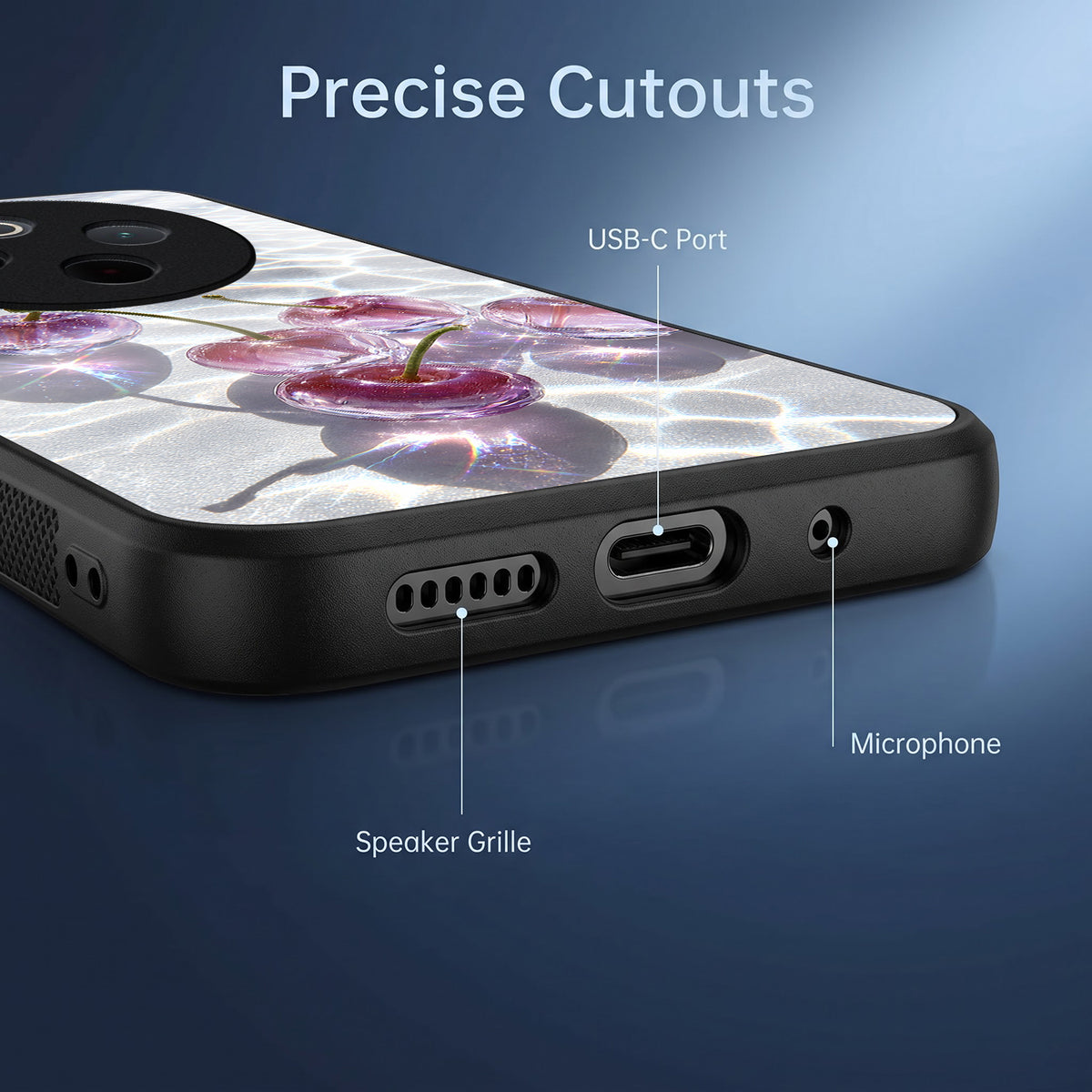 Vivo T4 5G Purple Transparent Cherry Acrylic Glass Back Case