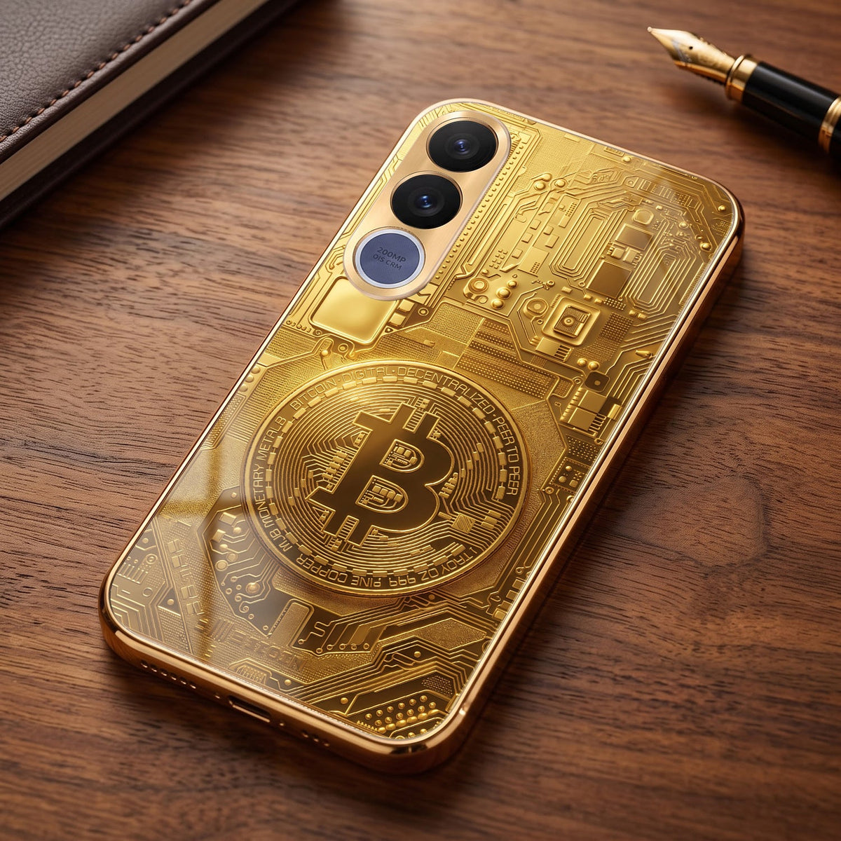 Vivo V70 FE 5G Bitcoin Gold Electroplated Glass Phone Back Case