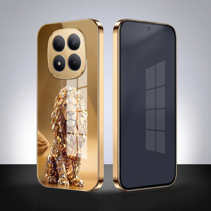 Redmi Note 15 Pro+ 5G Luxury Lion Gold Electroplated Glass Phone Back Case