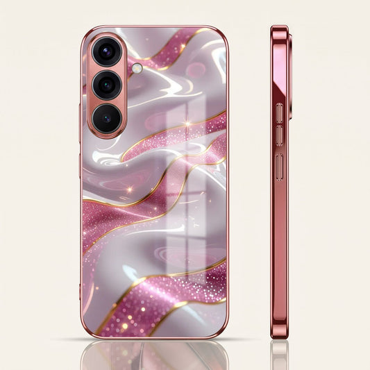 Samsung Galaxy A36 5G Pearl Marble Pink Electroplated Glass Phone Back Case