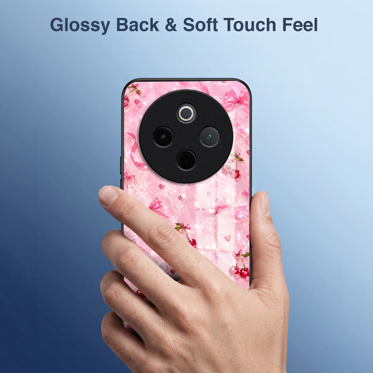 Vivo T4 5G Pink Cherry Blossom Acrylic Glass Back Case