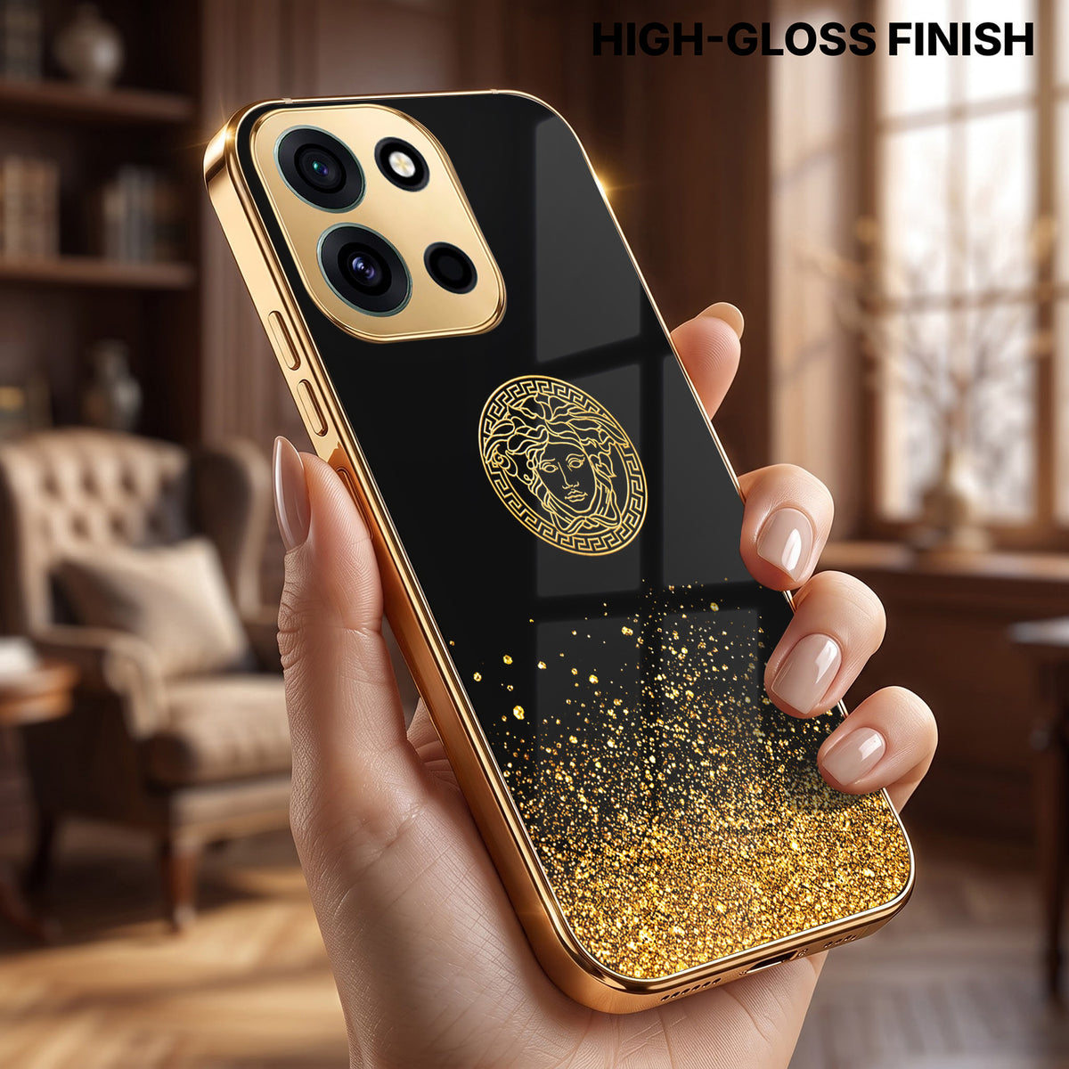 OnePlus Nord 6 5G Medusa Head Gold Electroplated Glass Phone Back Case