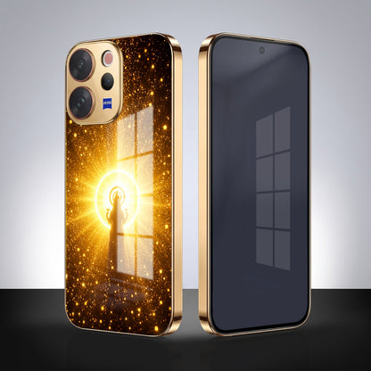 Vivo V70 5G Lakshmi Sacred Gold Electroplated Glass Phone Back Case