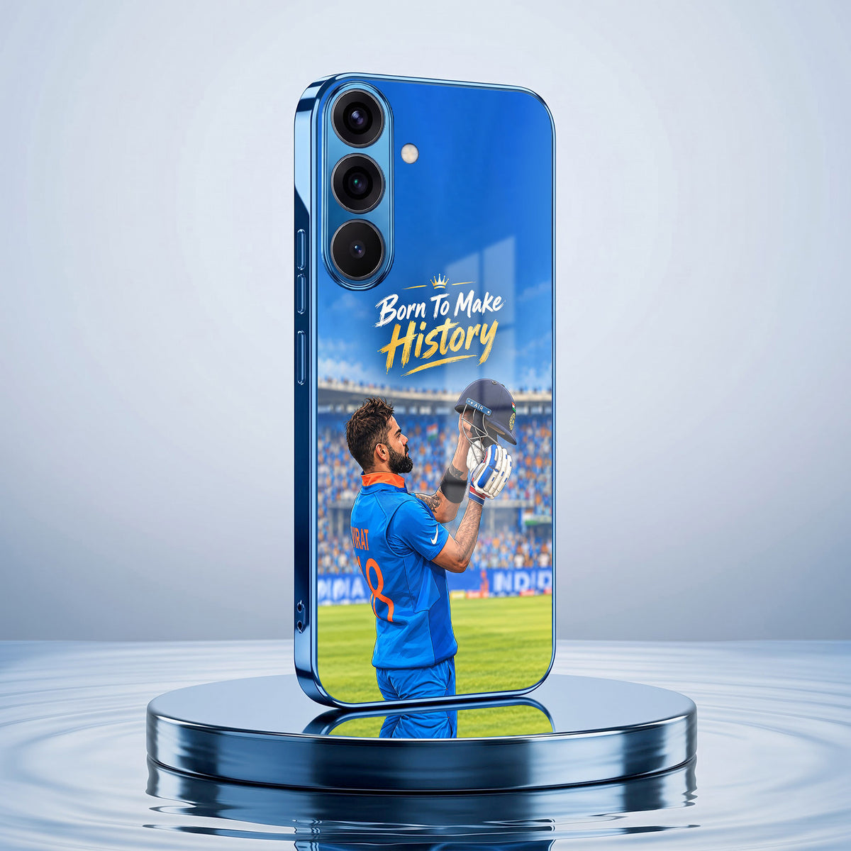 Samsung Galaxy A36 5G Born TO Make History Blue Electroplated Glass Phone Back Case