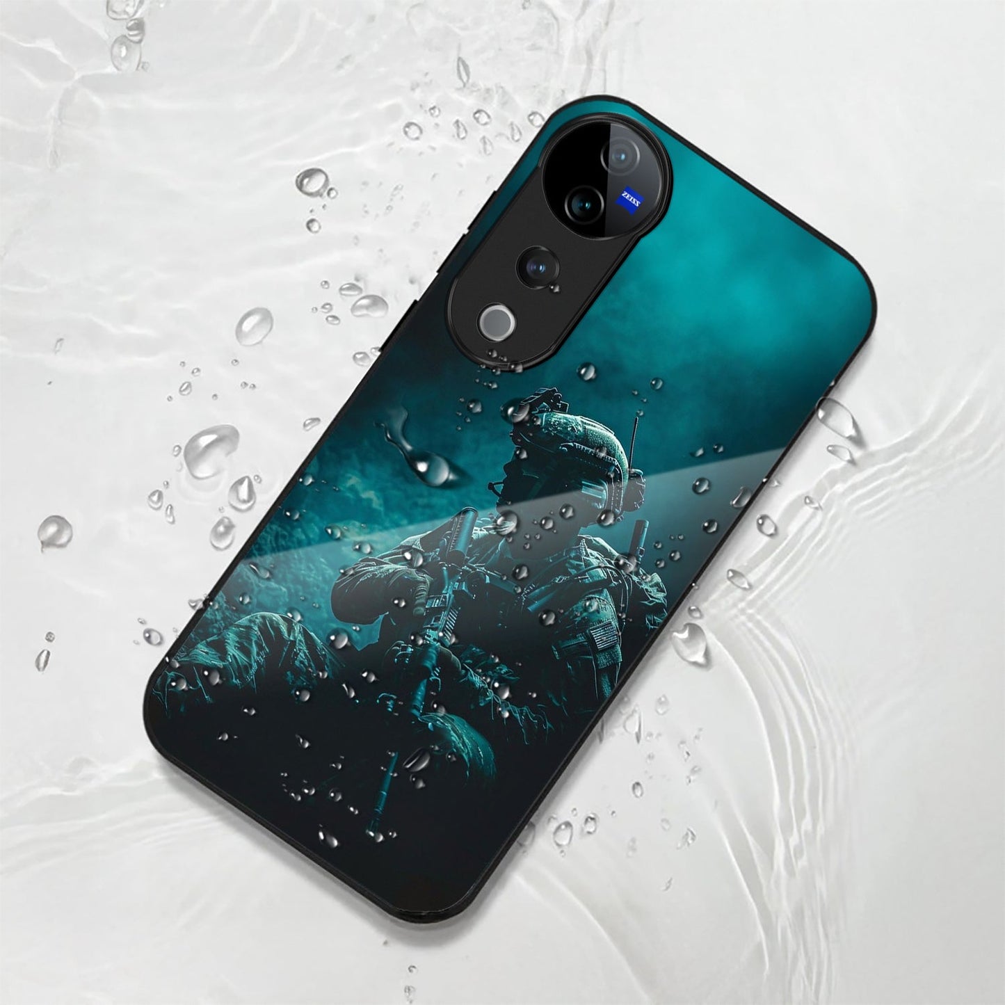 Vivo V40 Pro 5G Premium Acrylic Shockproof Glass Back Case (Soldier Case)