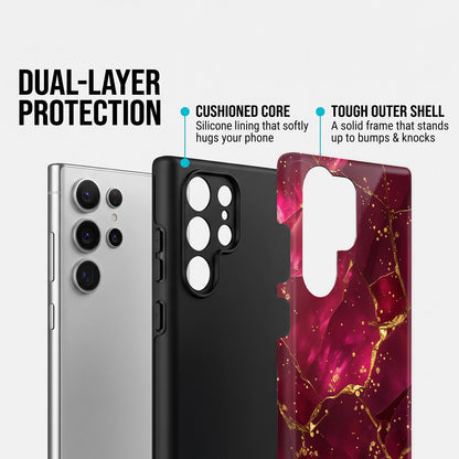 Samsung Galaxy S25 Ultra 5G Luxury Crimson Marble Protective Case