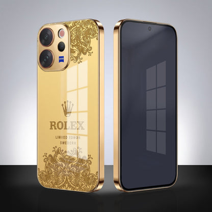 Vivo V70 5G Rolex Crown Gold Electroplated Glass Phone Back Case