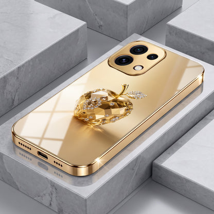 Oppo Reno 16C 5G Golden Apple Gold Electroplated Glass Phone Back Case